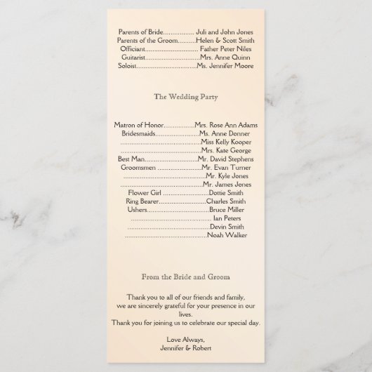 Eggshell Elegance Wedding Program Programm (Rückseite)