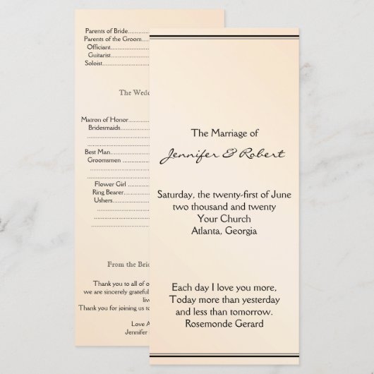Eggshell Elegance Wedding Program Programm (Vorne/Hinten)