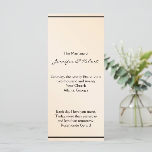 Eggshell Elegance Wedding Program Programm (Stehend Vorderseite)