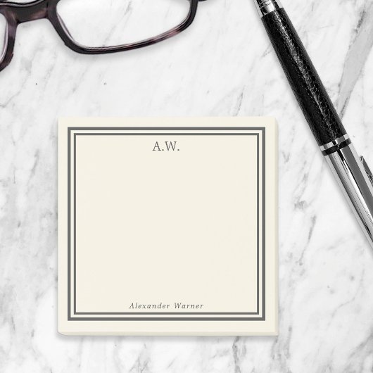 Eggshell & Gray Mit Monogramm Post-it-Hinweise Post-it Klebezettel