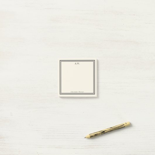 Eggshell & Gray Mit Monogramm Post-it-Hinweise Post-it Klebezettel (Auf Schreibtisch)