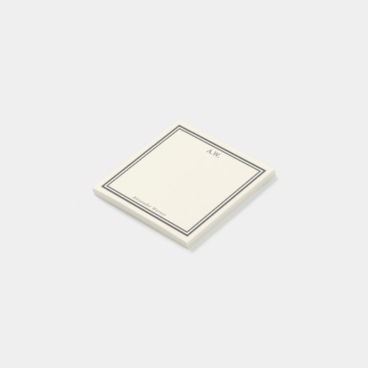 Eggshell & Gray Mit Monogramm Post-it-Hinweise Post-it Klebezettel (angewinkelt)