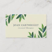 Eggshell Green Blätter Light Blue Therapist Visitenkarte (Vorderseite)