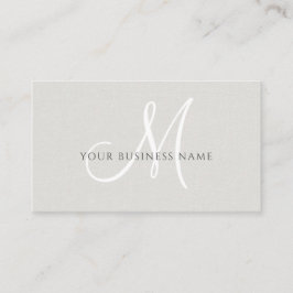 Eggshell Linen Simple Minimal Monogram Visitenkarte