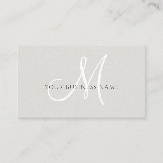 Eggshell Linen Simple Minimal Monogram Visitenkarte (Vorderseite)
