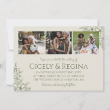 Eggshell & Olive Floral Foto Collage Wedding
