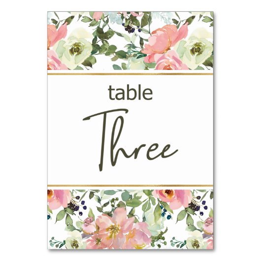 Eggshell Pink Blush Floral Wedding Tischnummer (Rückseite)