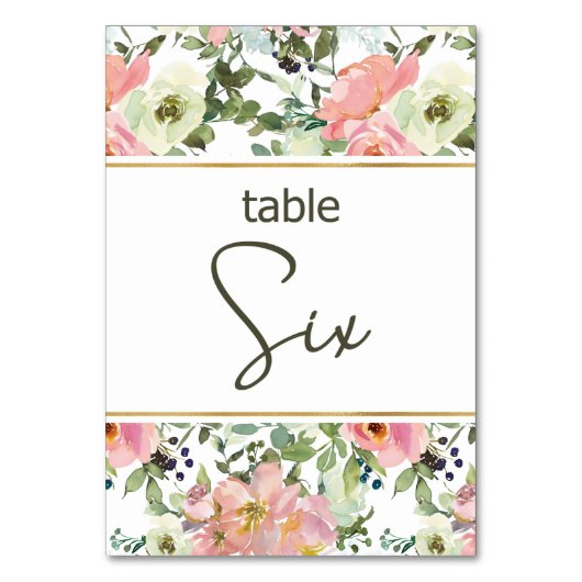 Eggshell Pink Blush Floral Wedding Tischnummer (Rückseite)