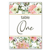 Eggshell Pink Blush Floral Wedding Tischnummer (Vorderseite)