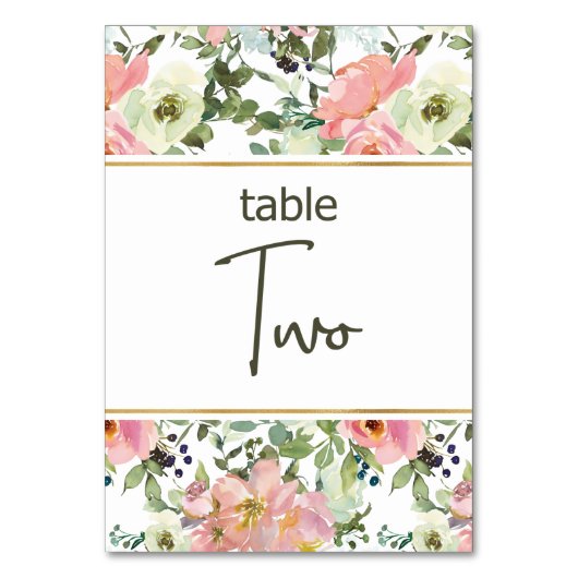 Eggshell Pink Blush Floral Wedding Tischnummer (Vorderseite)