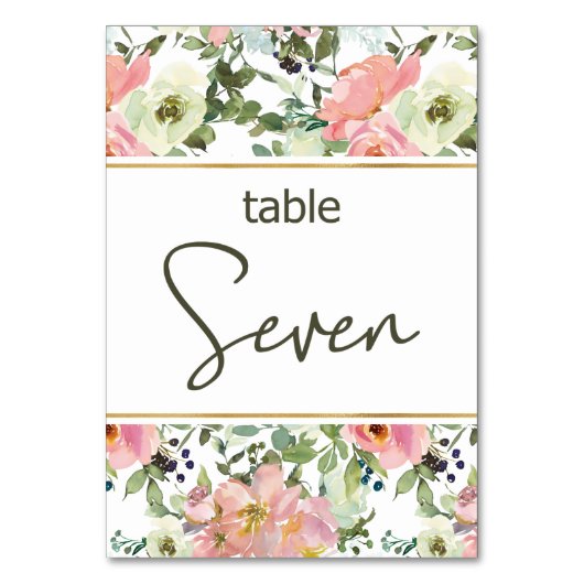 Eggshell Pink Blush Floral Wedding Tischnummer (Rückseite)