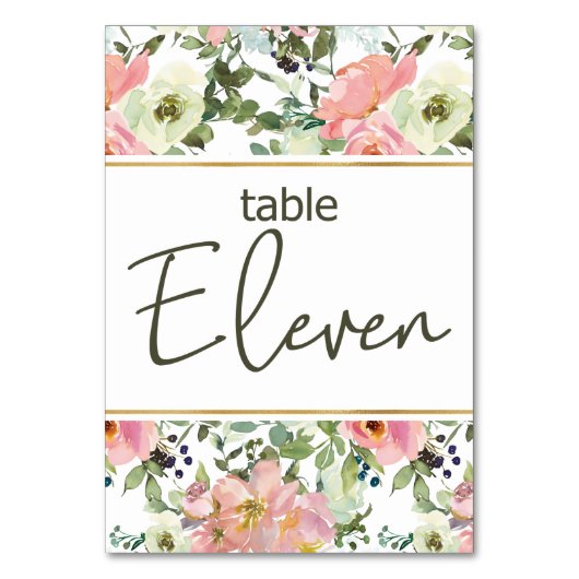 Eggshell Pink Blush Floral Wedding Tischnummer (Rückseite)