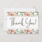 Eggshell und Blush Floral Elegant Danke Karte (Vorderseite)