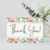 Eggshell und Blush Floral Elegant Danke Karte (Stehend Vorderseite)