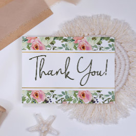 Eggshell und Blush Floral Elegant Danke Karte