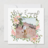 Eggshell und Blush Floral Hinzufügen Foto-Verlobun (Vorderseite)