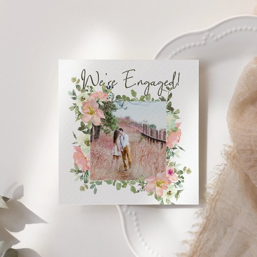 Eggshell und Blush Floral Hinzufügen Foto-Verlobun