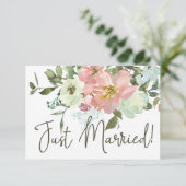 Eggshell und Blush Floral Just Married (Stehend Vorderseite)
