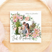 Eggshell und Blush Floral Just Married Einladung
