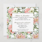 Eggshell und Blush Floral Just Married Einladung (Rückseite)