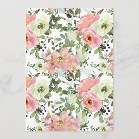 Eggshell und Blush Floral Romantisches Hochzeitsme Menükarte (Rückseite)