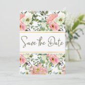 Eggshell und Blush Floral Save the Date (Stehend Vorderseite)