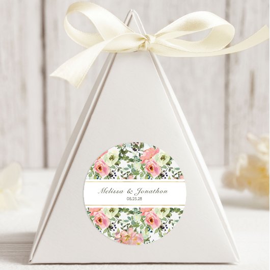 Eggshell und Blush Floral Wedding Oval Sticker