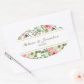 Eggshell und Blush Floral Wedding Oval Sticker (Umschlag)
