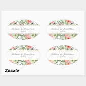 Eggshell und Blush Floral Wedding Oval Sticker (Blatt)