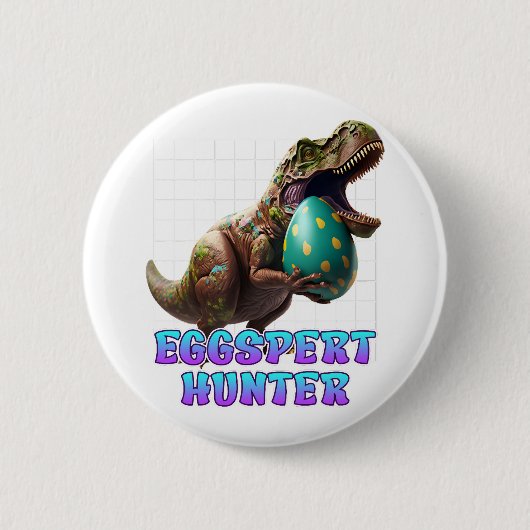 Eggspert Ostereier Hunt Dinosaur OsterBunnies Button (Vorderseite)