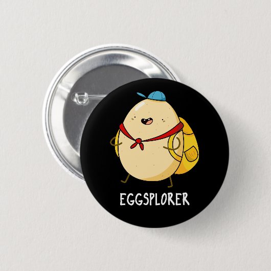Eggsplorer Funny Egg Explorer Puck Dark BG Button (Vorne & Hinten)