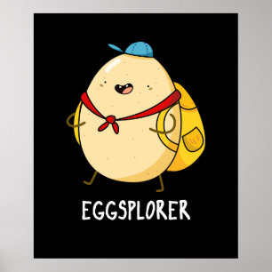 Eggsplorer Funny Egg Explorer Puck Dark BG Poster
