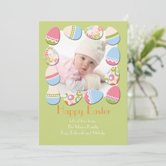 Eggstravaganza Foto Osterkarte Feiertagskarte (Stehend Vorderseite)