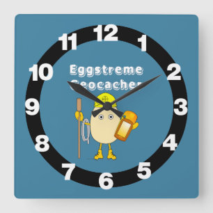Eggstreme Geocaching Quadratische Wanduhr