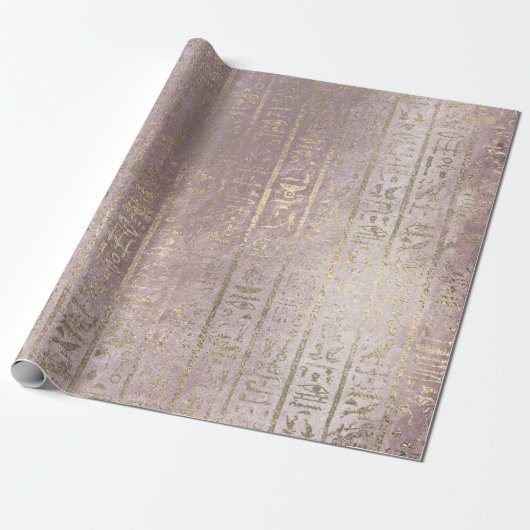 Egiptian Script Rose Gold Foxier Powder Royal Geschenkpapier (Ungerollt)