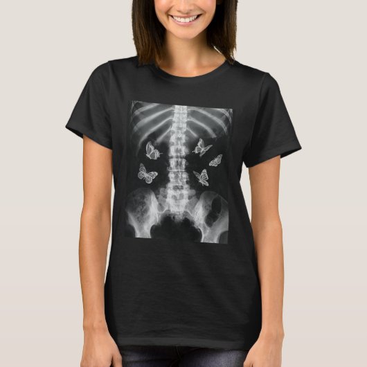 Egirl Skeleton Xray Butterfly Harajuku y2k Dark Ed T-Shirt (Vorderseite)
