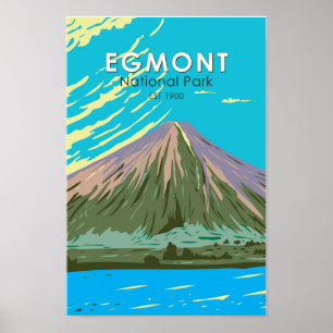 Egmont Nationalpark Neuseeland Vintage Poster