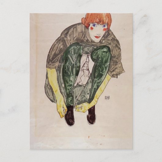 Egon Schiele- Crouching Figure (Valerie Neuzil) Postkarte (Vorderseite)