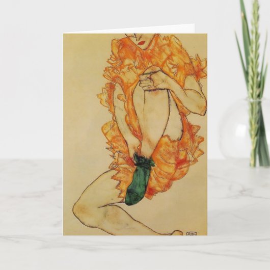 Egon Schiele- der grüne Strumpf Karte (Vorderseite)