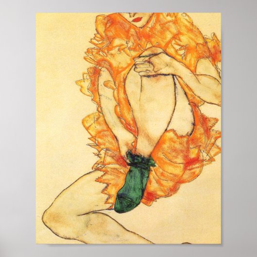 Egon Schiele - Der grüne Strumpf Poster (Vorne)