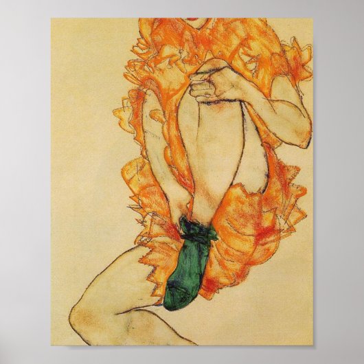 Egon Schiele - Der grüne Strumpf Poster (Vorne)