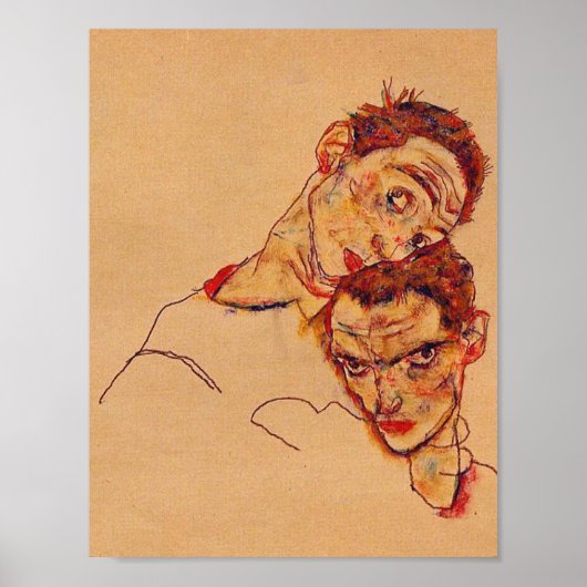 Egon Schiele - Doppeltes Selbstportrait Poster (Vorne)