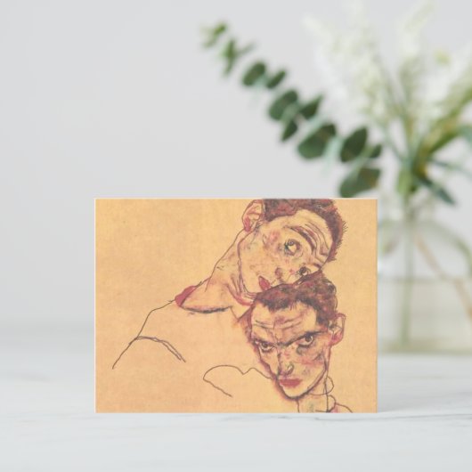 Egon Schiele - Doppeltes Selbstportrait Postkarte (Stehend Vorderseite)