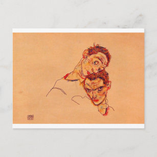 Egon Schiele - Doppeltes Selbstportrait Postkarte