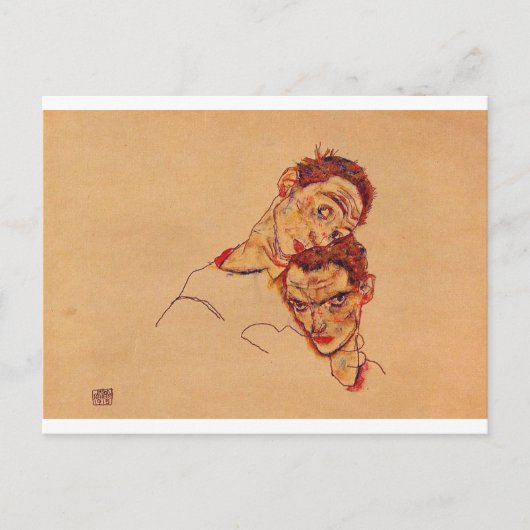 Egon Schiele - Doppeltes Selbstportrait Postkarte (Vorderseite)
