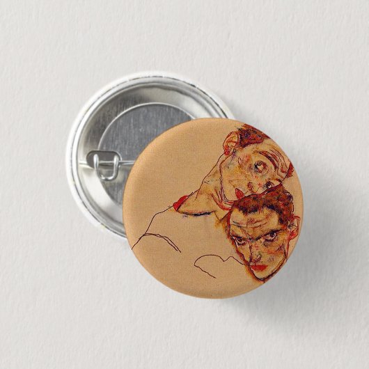 Egon Schiele - doppeltes Selbstporträt Button (Vorne & Hinten)