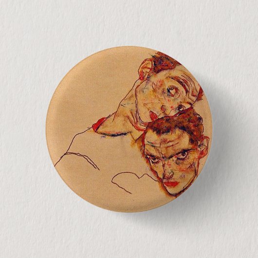 Egon Schiele - doppeltes Selbstporträt Button (Vorderseite)
