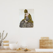 Egon Schiele Edith mit gestreiftem Kleid, Sitzen Poster (Küche)