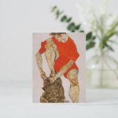 Egon Schiele-Female Model in Red Jacket & Pants Postkarte (Stehend Vorderseite)