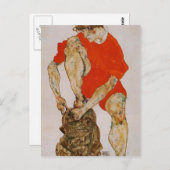 Egon Schiele-Female Model in Red Jacket & Pants Postkarte (Vorne/Hinten)